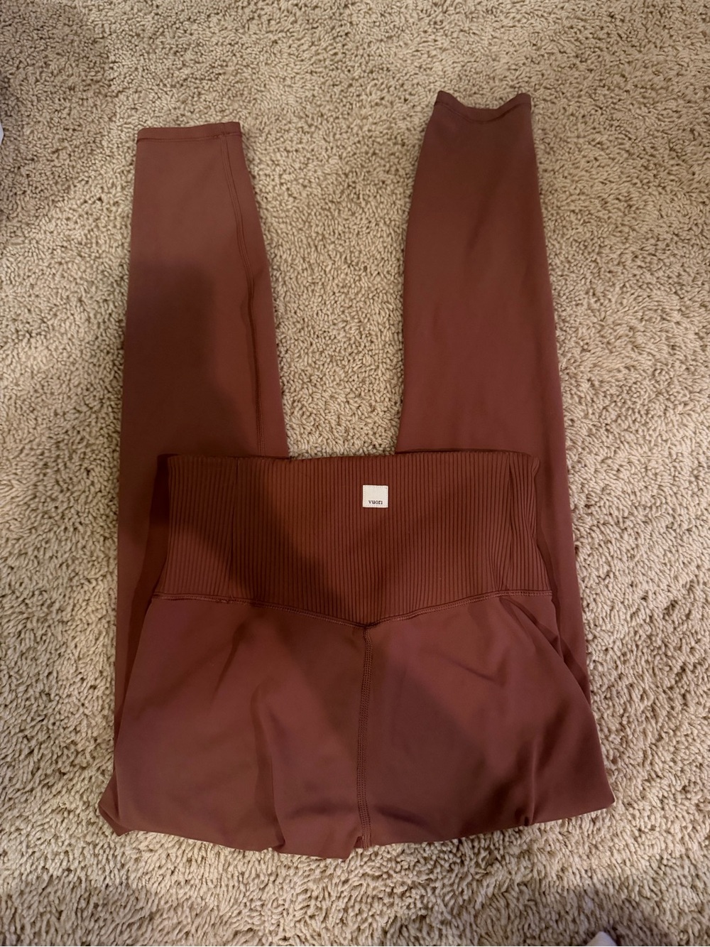 Vuori Ribbed Waistband Leggings — Dusty Rose Brown